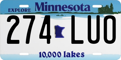 MN license plate 274LUO