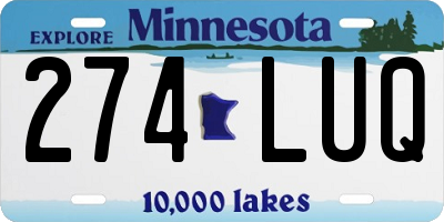 MN license plate 274LUQ