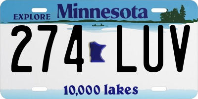 MN license plate 274LUV