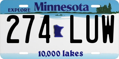 MN license plate 274LUW