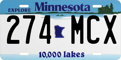 MN license plate 274MCX