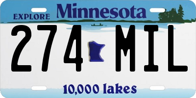 MN license plate 274MIL