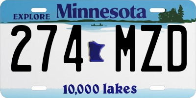MN license plate 274MZD