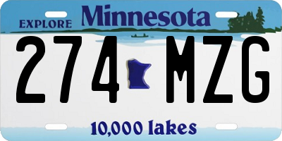MN license plate 274MZG