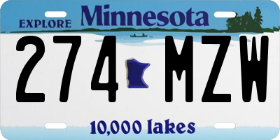 MN license plate 274MZW