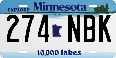 MN license plate 274NBK