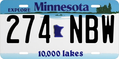 MN license plate 274NBW