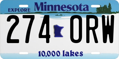 MN license plate 274ORW
