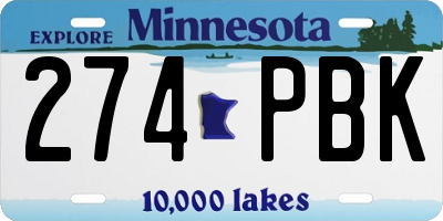 MN license plate 274PBK