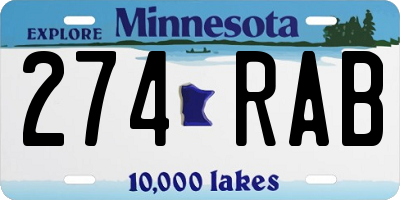 MN license plate 274RAB