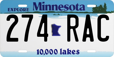 MN license plate 274RAC