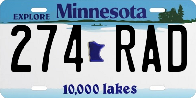 MN license plate 274RAD