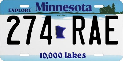 MN license plate 274RAE