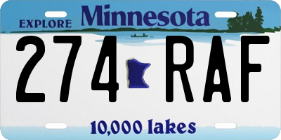 MN license plate 274RAF