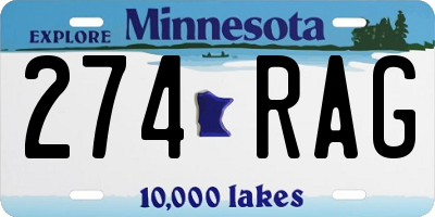 MN license plate 274RAG