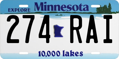 MN license plate 274RAI