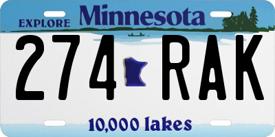 MN license plate 274RAK