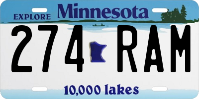 MN license plate 274RAM