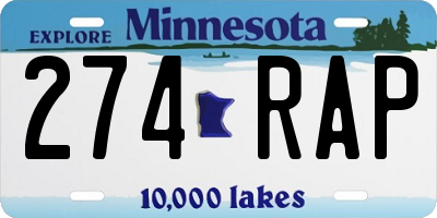 MN license plate 274RAP