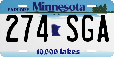 MN license plate 274SGA