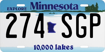 MN license plate 274SGP