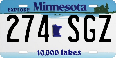 MN license plate 274SGZ