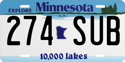 MN license plate 274SUB