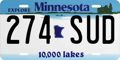 MN license plate 274SUD