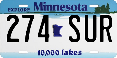 MN license plate 274SUR