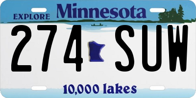MN license plate 274SUW