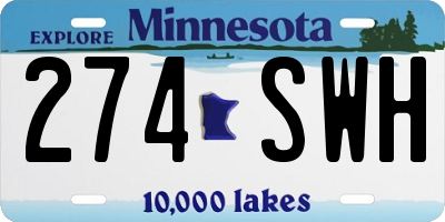 MN license plate 274SWH