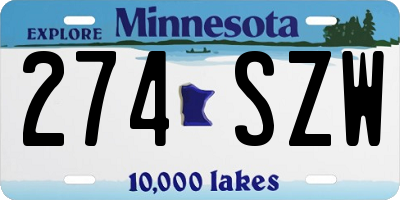 MN license plate 274SZW