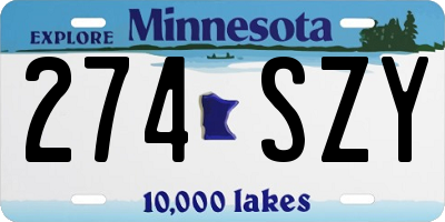 MN license plate 274SZY