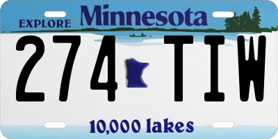 MN license plate 274TIW