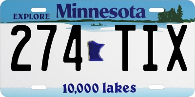 MN license plate 274TIX