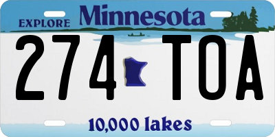 MN license plate 274TOA