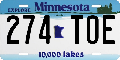 MN license plate 274TOE