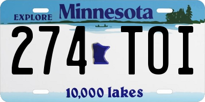 MN license plate 274TOI