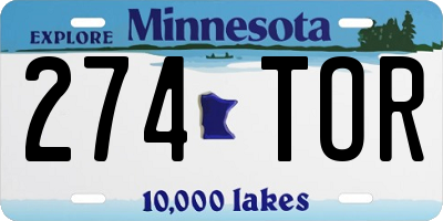 MN license plate 274TOR