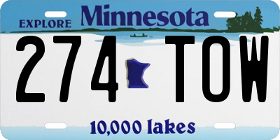 MN license plate 274TOW