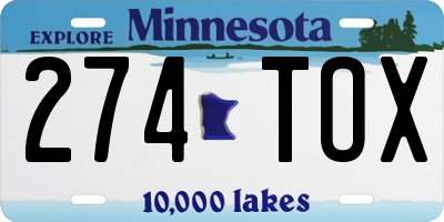 MN license plate 274TOX
