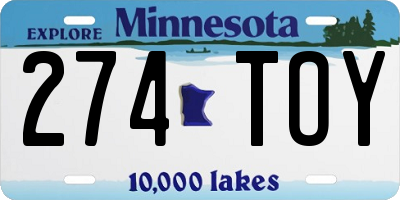 MN license plate 274TOY