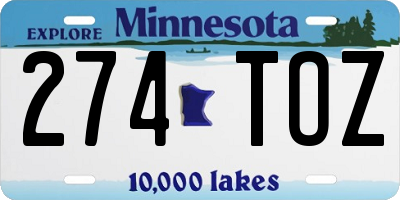 MN license plate 274TOZ