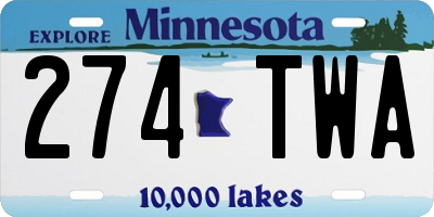 MN license plate 274TWA