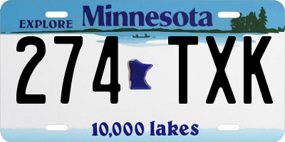 MN license plate 274TXK