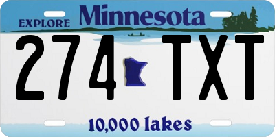 MN license plate 274TXT
