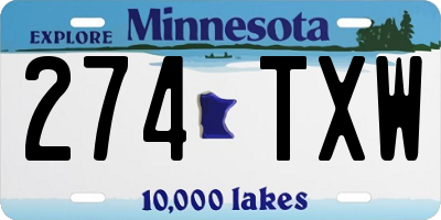 MN license plate 274TXW
