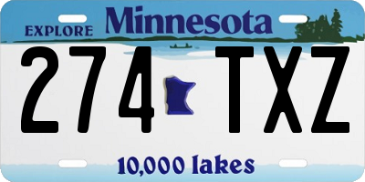 MN license plate 274TXZ