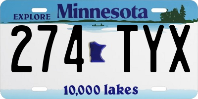 MN license plate 274TYX