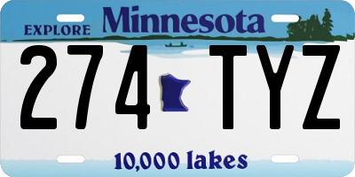 MN license plate 274TYZ